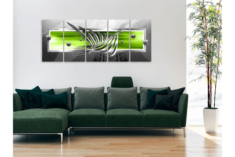 Bilde Silver Wings 5 Parts Narrow Green 225x90 - Artgeist sp. z o. o. - Innredning - Bilder & kunst - Lerretsbilder