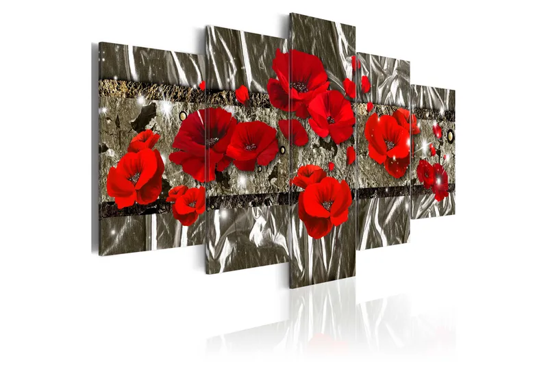 Bilde Silver Poppies 100x50 - Artgeist sp. z o. o. - Innredning - Bilder & kunst - Lerretsbilder