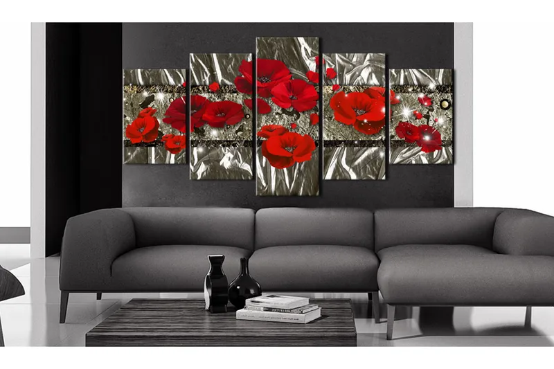 Bilde Silver Poppies 100x50 - Artgeist sp. z o. o. - Innredning - Bilder & kunst - Lerretsbilder