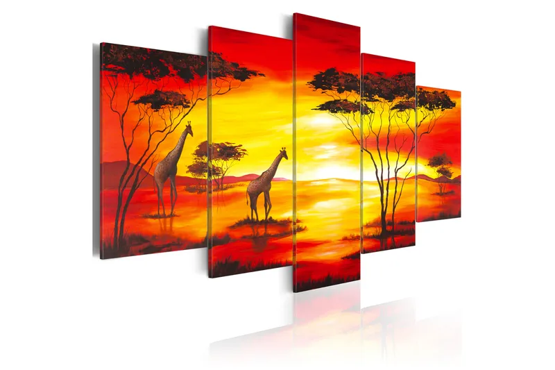 Bilde Sjiraffer I Bakgrunnen Med Solnedgang 100x50 - Artgeist sp. z o. o. - Innredning - Bilder & kunst - Lerretsbilder