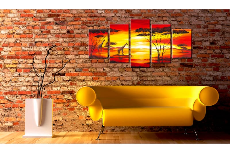 Bilde Sjiraffer I Bakgrunnen Med Solnedgang 100x50 - Artgeist sp. z o. o. - Innredning - Bilder & kunst - Lerretsbilder