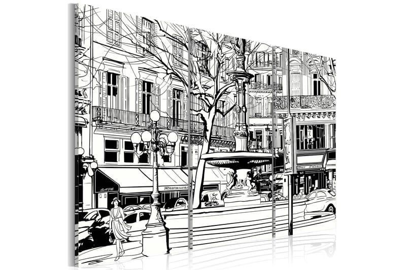 Bilde Skisse Av Et Parisisk Torg 120x80 - Artgeist sp. z o. o. - Innredning - Bilder & kunst - Lerretsbilder