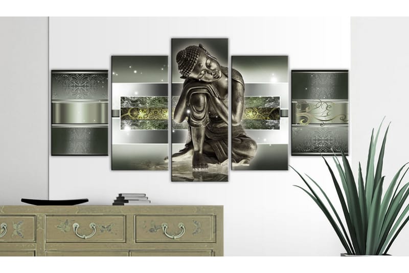 Bilde Sleeping Buddha In Greens 200x100 - Artgeist sp. z o. o. - Innredning - Bilder & kunst - Lerretsbilder