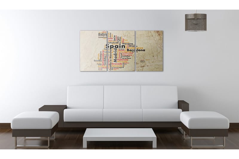 Bilde Spania Tekst Kart Farger Flagg 120x60 - Artgeist sp. z o. o. - Innredning - Bilder & kunst - Lerretsbilder