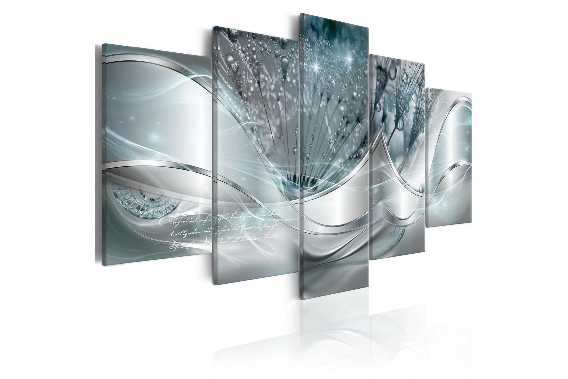 Bilde Sparkling Dandelions 5 Parts Blue Wide 100x50 - Artgeist sp. z o. o.