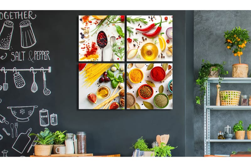 Bilde Spices Of The World 4 Parts 40x40 - Artgeist sp. z o. o. - Innredning - Bilder & kunst - Lerretsbilder