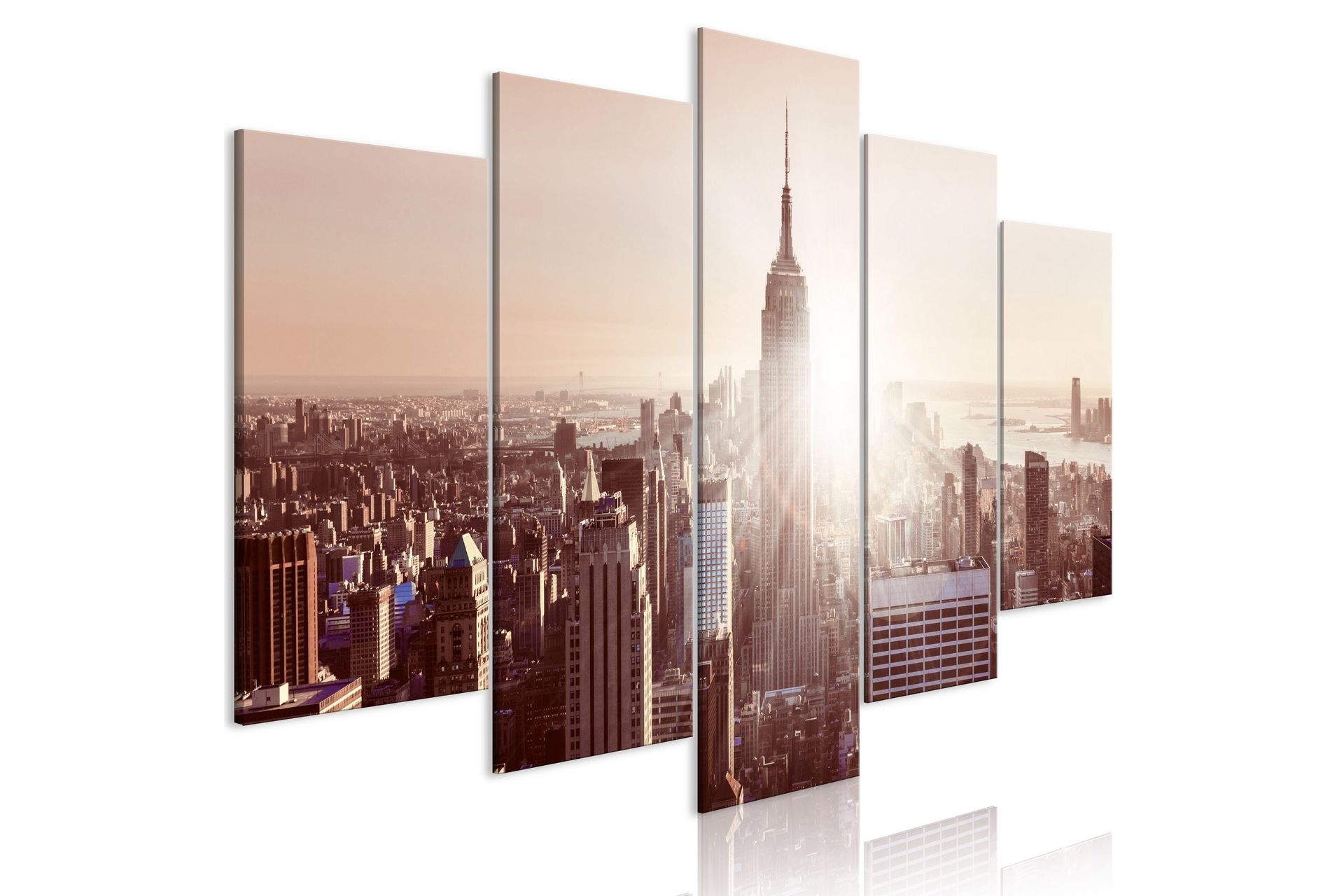 Bilde Sun Over Manhattan 5 Parts Wide Brown 100x50 - Artgeist sp. z o. o.