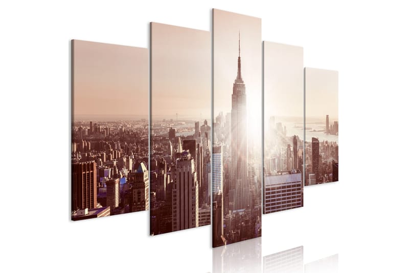 Bilde Sun Over Manhattan 5 Parts Wide Brown 200x100 - Artgeist sp. z o. o. - Innredning - Bilder & kunst - Lerretsbilder