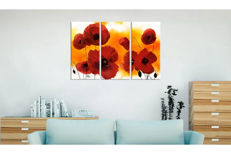Bilde Sunny Afternoon And Poppies 120x80 - Artgeist sp. z o. o. - Innredning - Bilder & kunst - Lerretsbilder