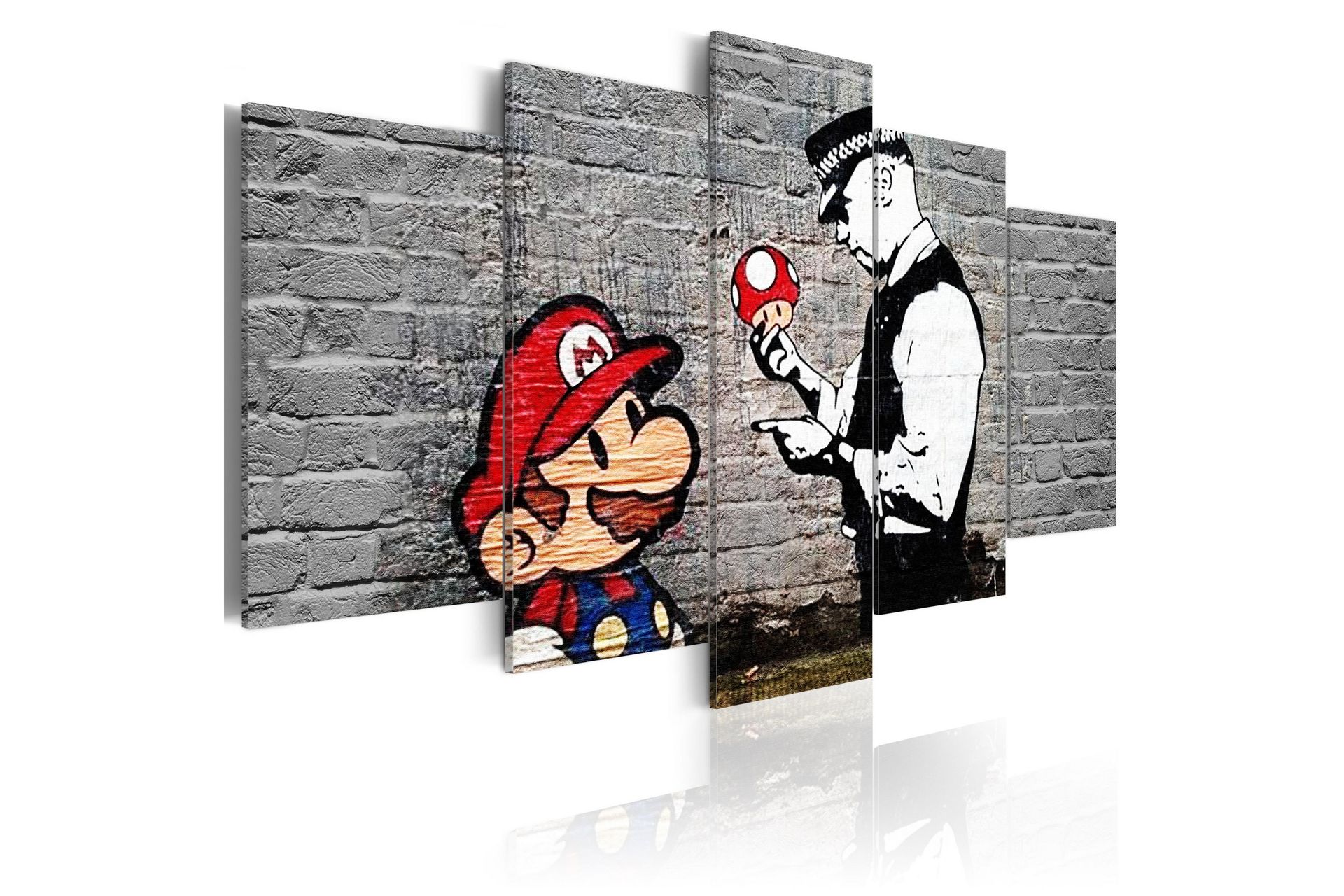 Bilde Super Mario Mushroom Cop Banksy 100x50 - Artgeist sp. z o. o. - Innredning - Bilder & kunst - Lerretsbilder