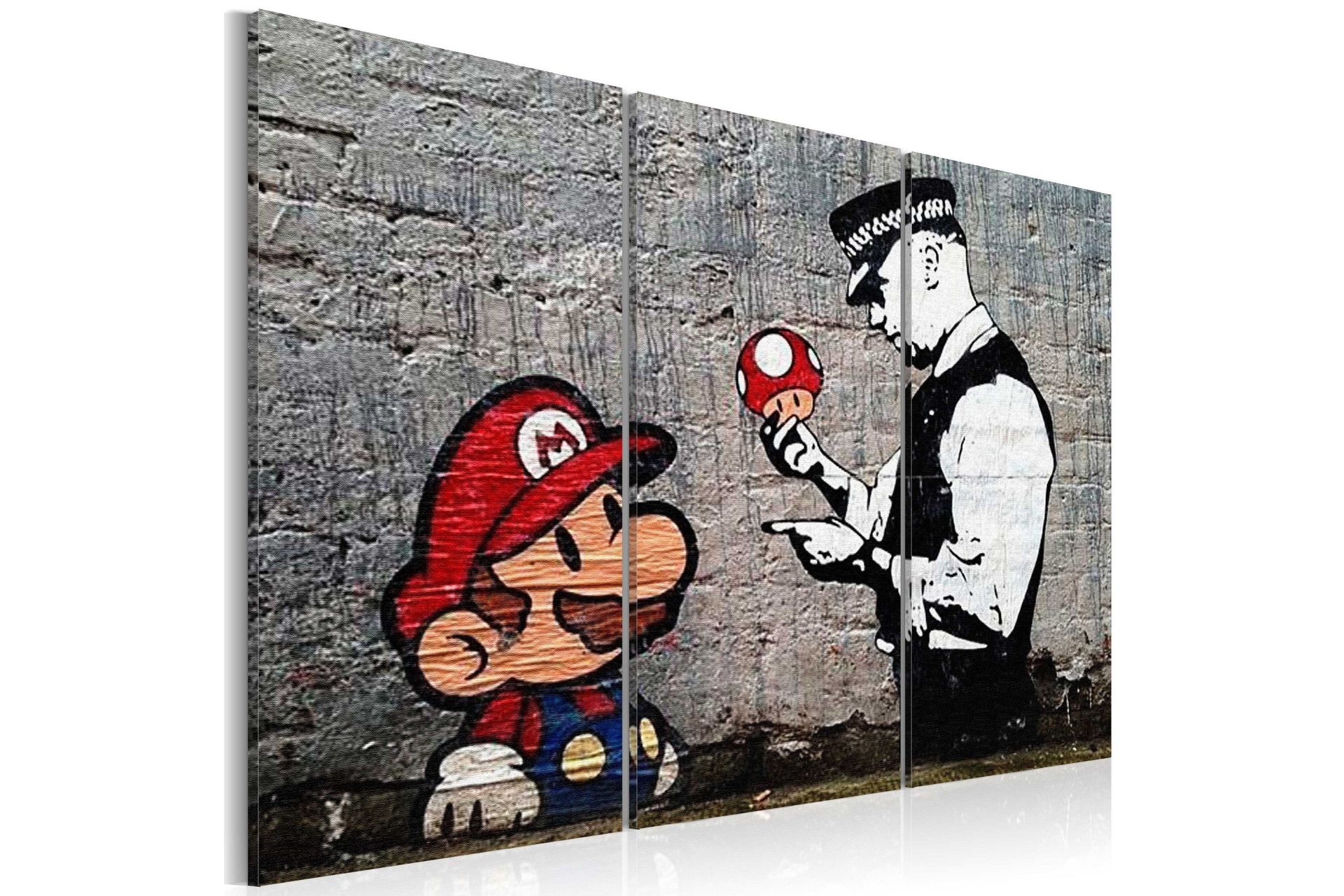 Bilde Super Mario Mushroom Cop By Banksy 120x80 - Artgeist sp. z o. o.