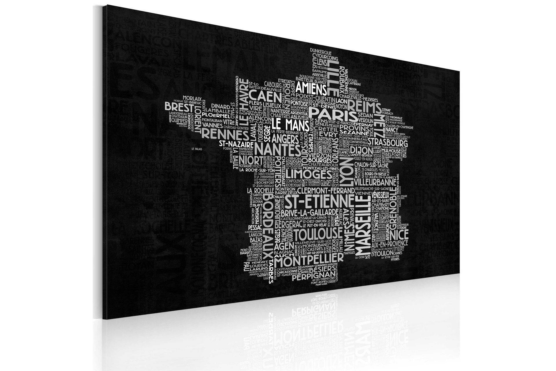 Bilde Text Map Of France On The Blackboard 60x40 - Artgeist sp. z o. o.