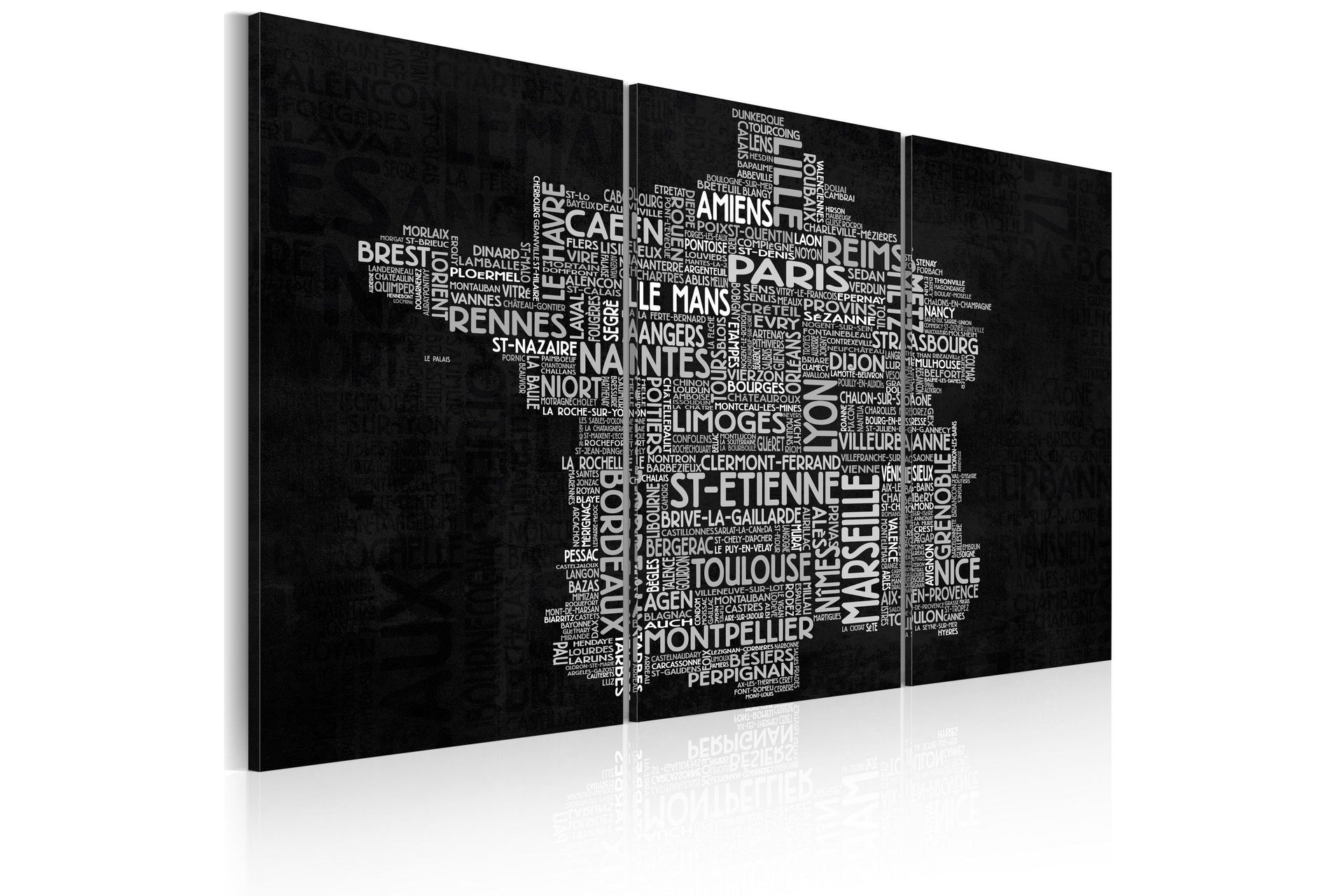 Bilde Text Map Of France Triptych 120x80 - Artgeist sp. z o. o.
