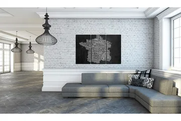 Bilde Text Map Of France Triptych 60x40 - Artgeist sp. z o. o. - Innredning - Bilder & kunst - Lerretsbilder