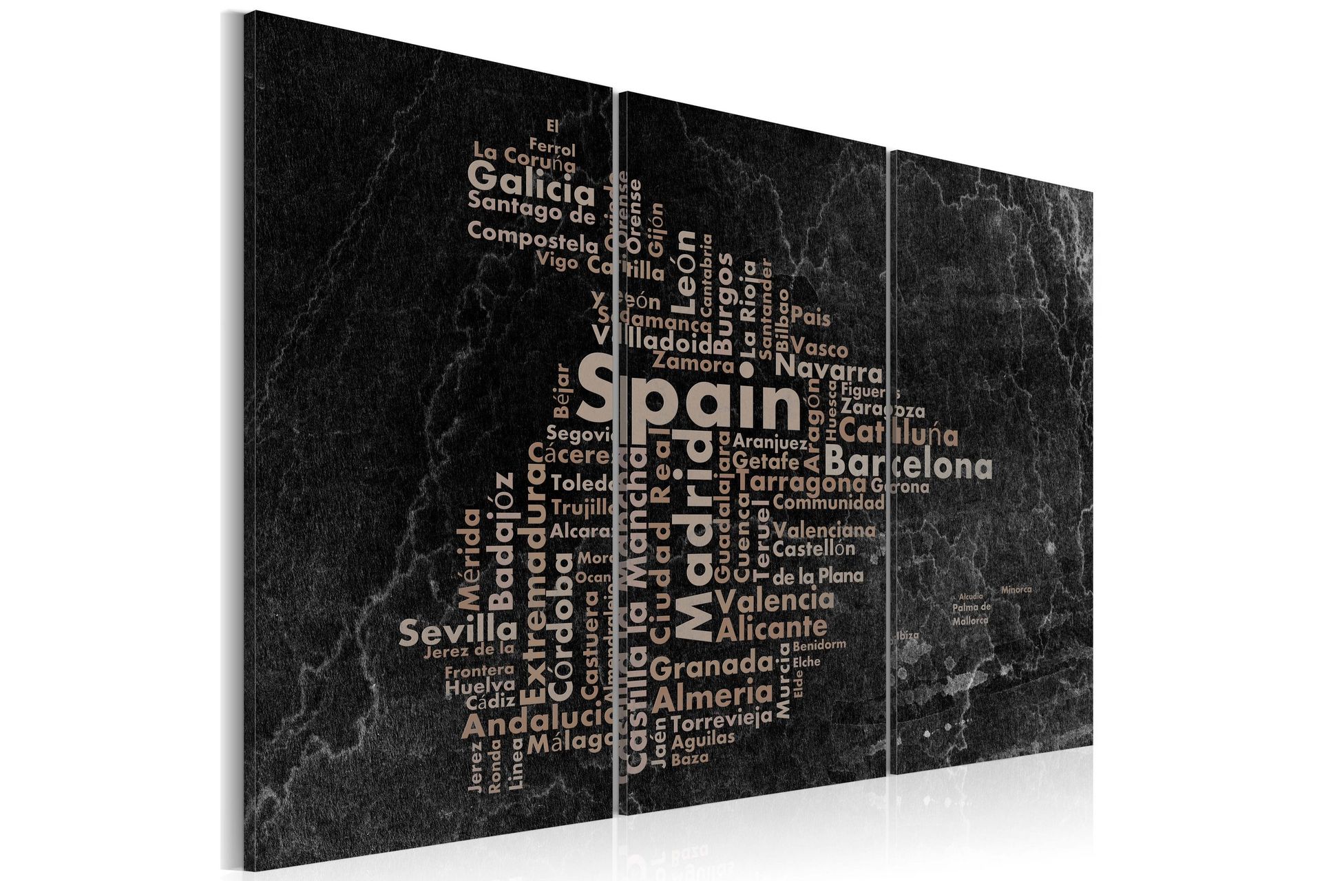 Bilde Text Map Of Spain On The Blackboard Triptych 120x80 - Artgeist sp. z o. o.