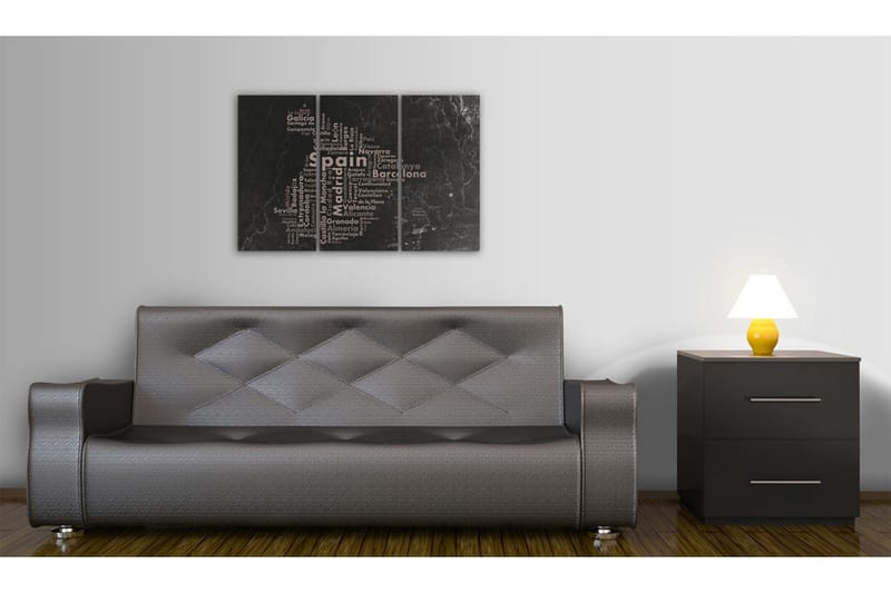 Bilde Text Map Of Spain On The Blackboard Triptych 120x80 - Artgeist sp. z o. o. - Innredning - Bilder & kunst - Lerretsbilder