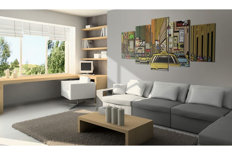 Bilde The Streets Of New York City In Cartoons 100x50 - Artgeist sp. z o. o. - Innredning - Bilder & kunst - Lerretsbilder