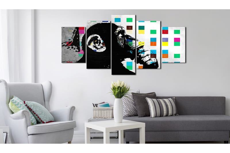 Bilde The Thinker Monkey Banksy 100x50 - Artgeist sp. z o. o. - Innredning - Bilder & kunst - Lerretsbilder