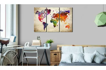 Bilde The World's Map In Watercolor 120x80 - Artgeist sp. z o. o. - Innredning - Bilder & kunst - Lerretsbilder