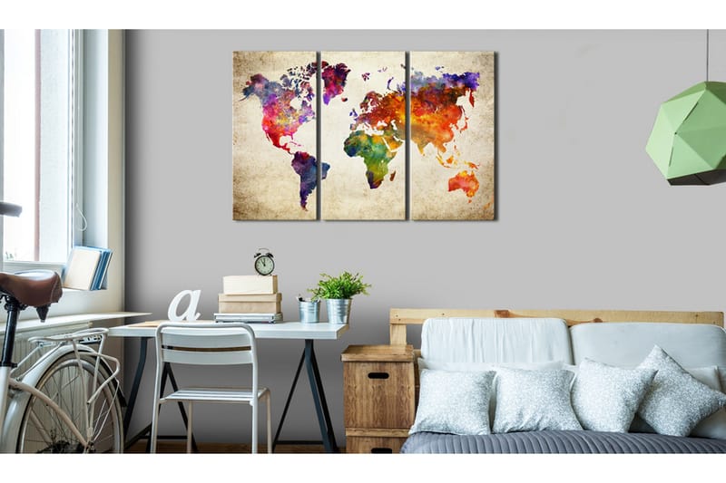 Bilde The World's Map In Watercolor 120x80 - Artgeist sp. z o. o. - Innredning - Bilder & kunst - Lerretsbilder