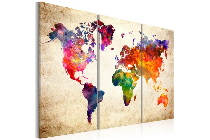 Bilde The World's Map In Watercolor 120x80 - Artgeist sp. z o. o. - Innredning - Bilder & kunst - Lerretsbilder