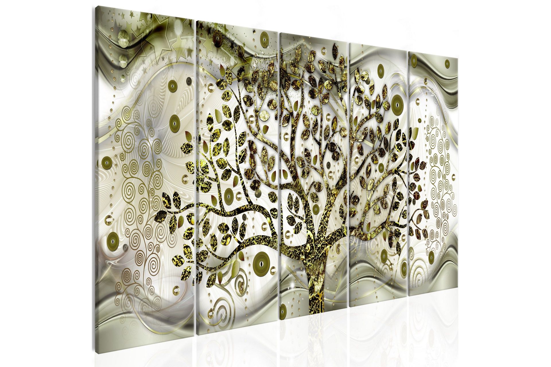 Bilde Tree And Waves 5 Parts Green 200x80 - Artgeist sp. z o. o.