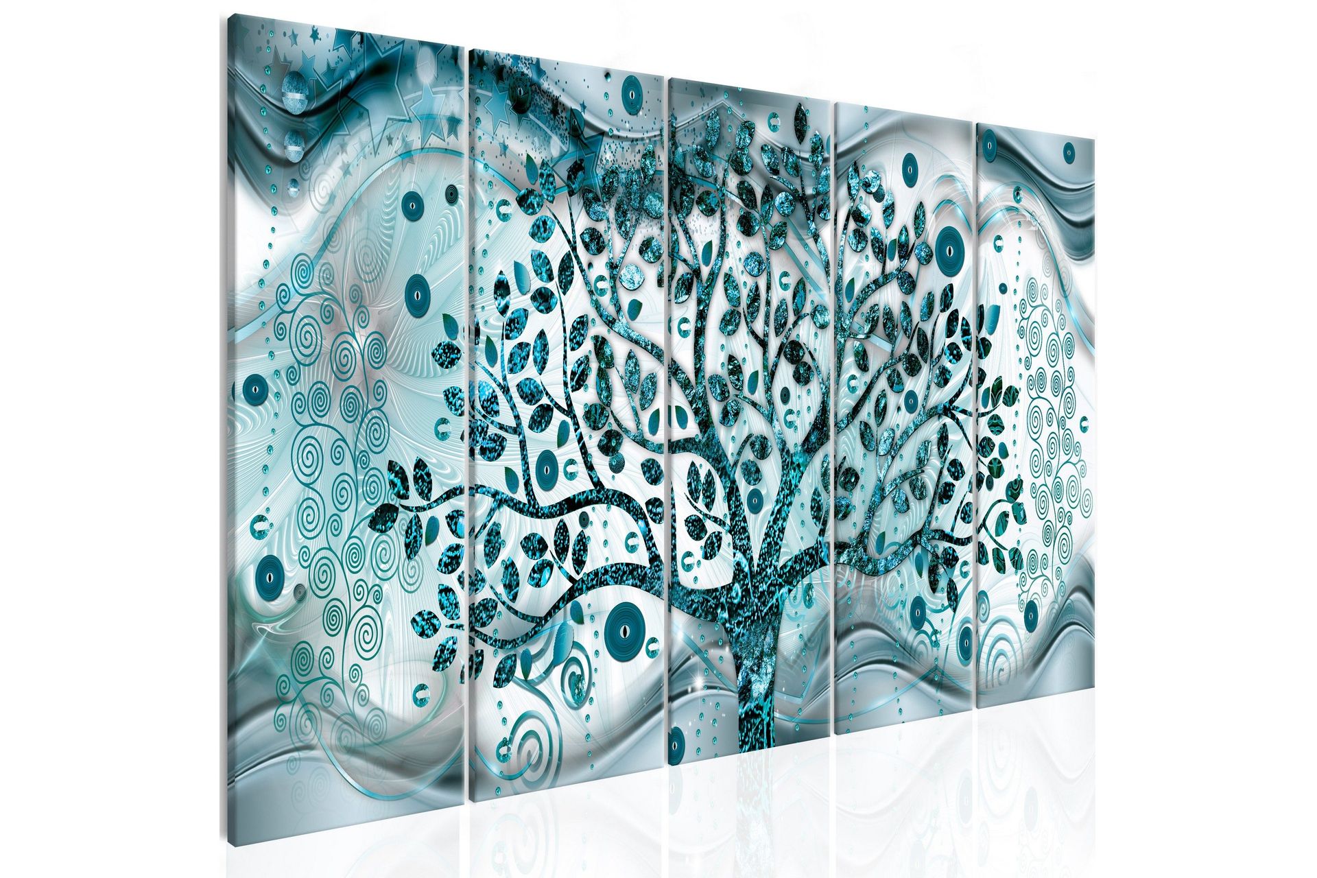 Bilde Tree And Waves 5 Parts Blue 225x90 - Artgeist sp. z o. o.