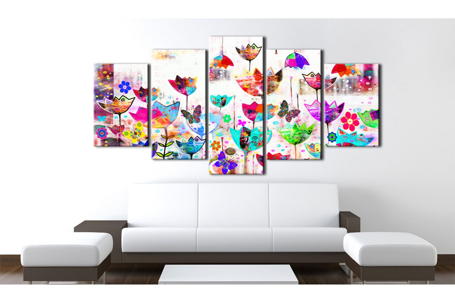 Bilde Tulips In The Rain 100x50 - Artgeist sp. z o. o. - Innredning - Bilder & kunst - Lerretsbilder