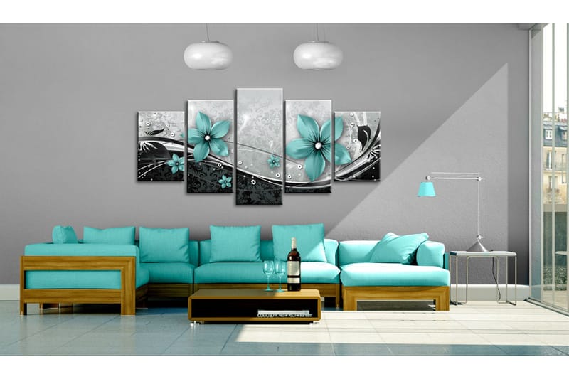Bilde Turquoise Flower Of Night 100x50 - Artgeist sp. z o. o. - Innredning - Bilder & kunst - Lerretsbilder