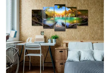 Bilde Turquoise Lake 5 Parts Wide 200x100 - Artgeist sp. z o. o. - Innredning - Bilder & kunst - Lerretsbilder