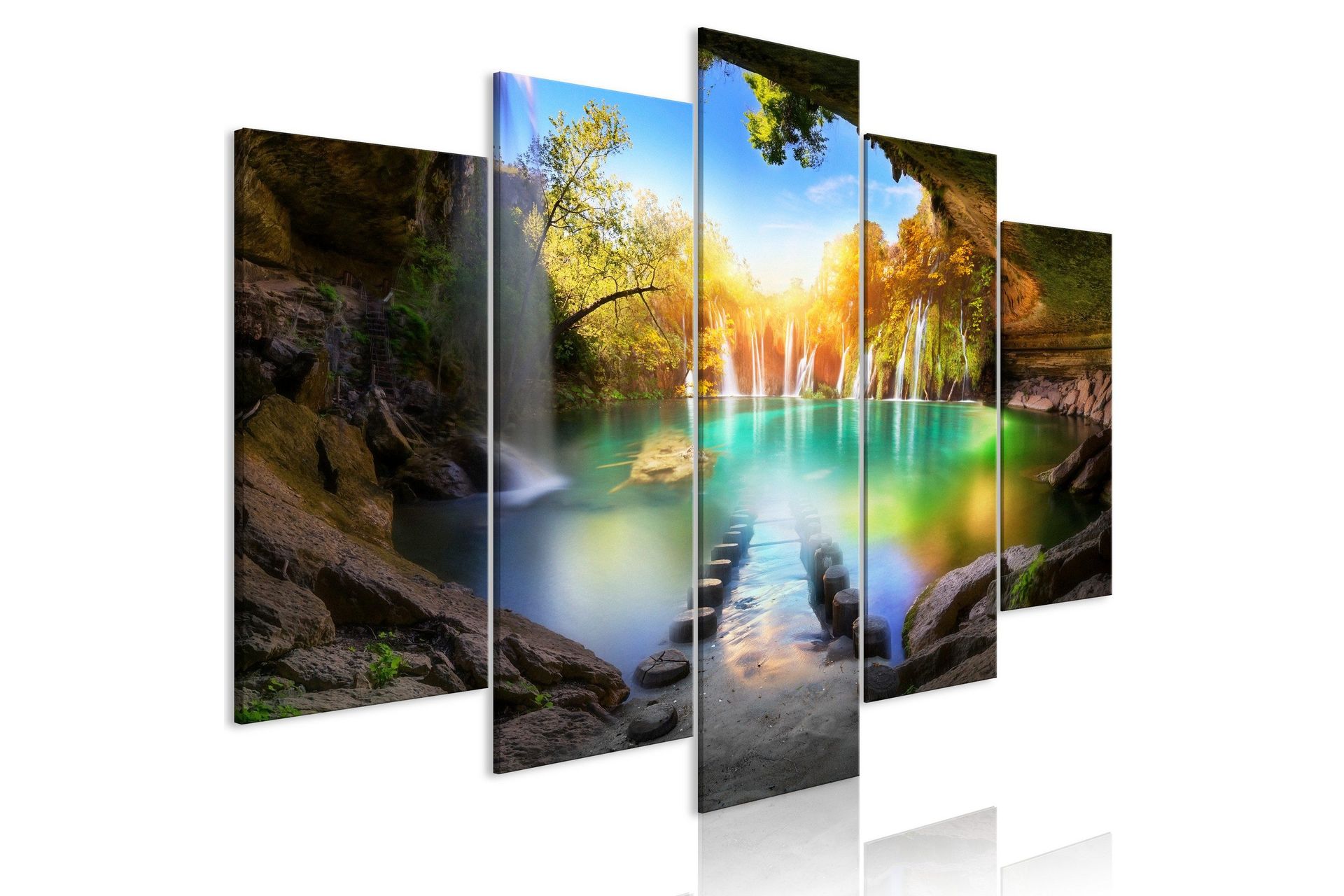 Bilde Turquoise Lake 5 Parts Wide 100x50 - Artgeist sp. z o. o.