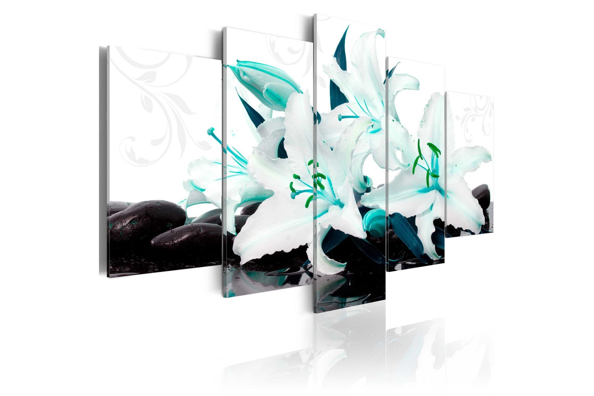 Bilde Turquoise Lilies And Stones 200x100 - Artgeist sp. z o. o.