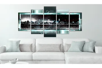 Bilde Turquoise New York Starry Night 200x100 - Artgeist sp. z o. o. - Innredning - Bilder & kunst - Lerretsbilder