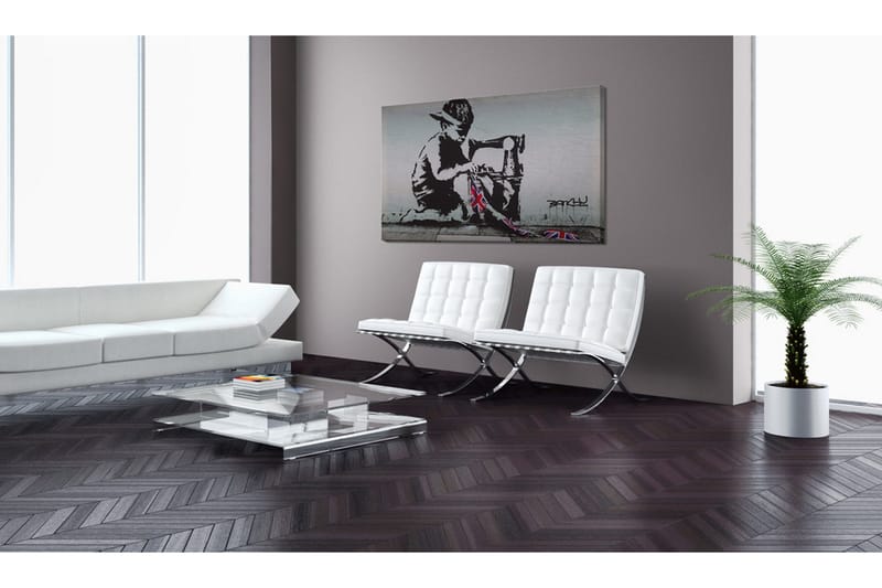 Bilde Union Jack Kid Banksy 60x40 - Artgeist sp. z o. o. - Innredning - Bilder & kunst - Lerretsbilder