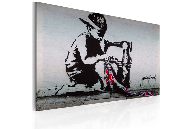 Bilde Union Jack Kid Banksy 60x40 - Artgeist sp. z o. o. - Lerretsbilder