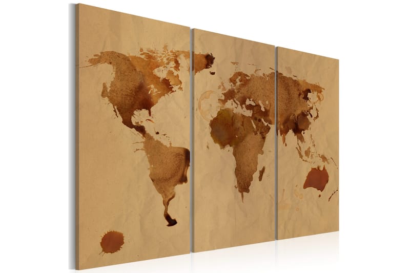 Bilde Verden Malt Med Kaffe Triptyk 60x40 - Artgeist sp. z o. o. - Innredning - Bilder & kunst - Lerretsbilder