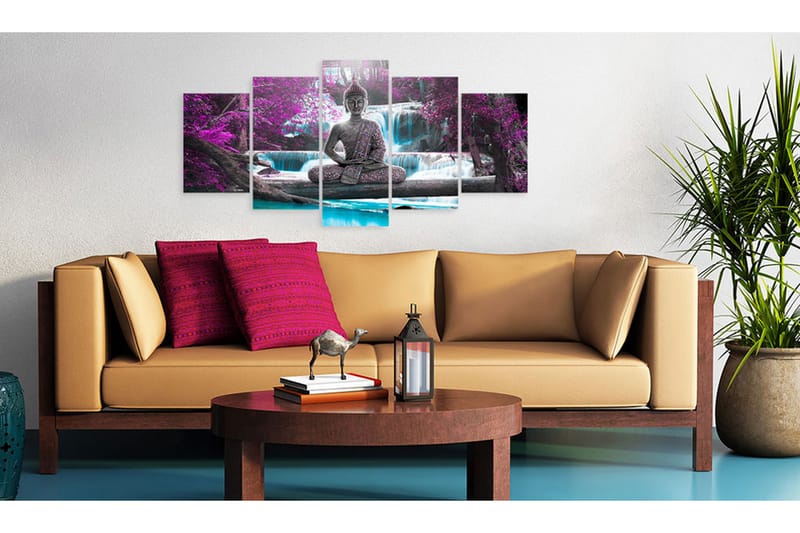 Bilde Waterfall And Buddha 100x50 - Artgeist sp. z o. o. - Innredning - Bilder & kunst - Lerretsbilder