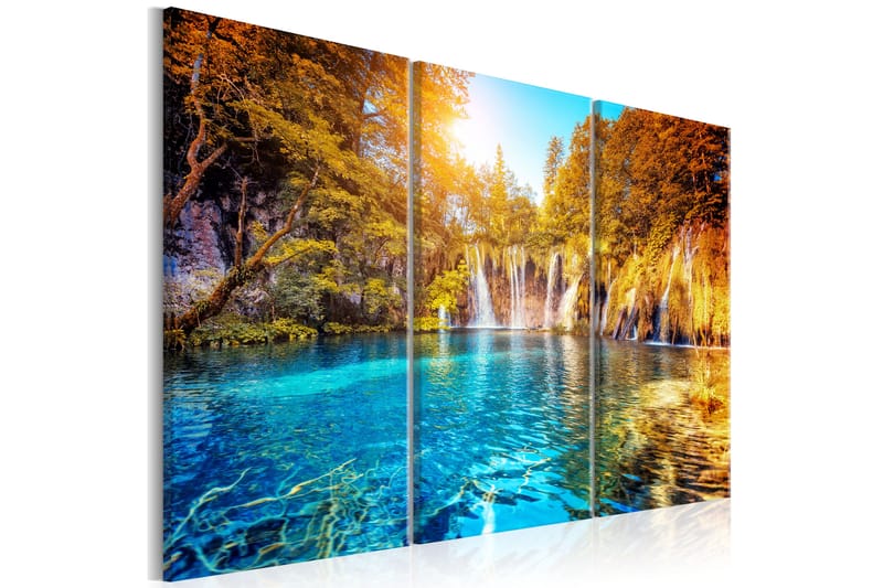 Bilde Waterfalls Of Sunny Forest 120x80 - Artgeist sp. z o. o. - Innredning - Bilder & kunst - Lerretsbilder