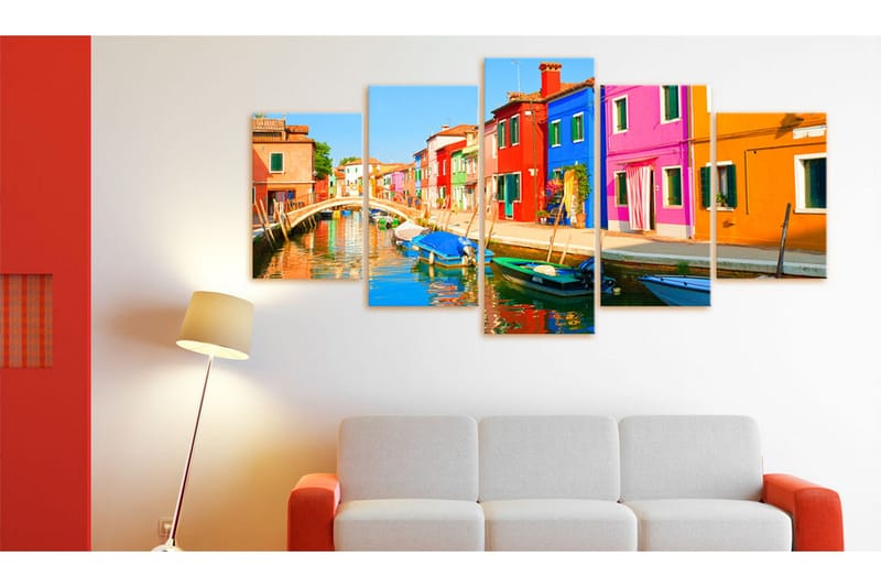 Bilde Waterfront In Rainbow Colors 100x50 - Artgeist sp. z o. o. - Innredning - Bilder & kunst - Lerretsbilder