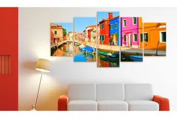 Bilde Waterfront In Rainbow Colors 200x100 - Artgeist sp. z o. o. - Innredning - Bilder & kunst - Lerretsbilder