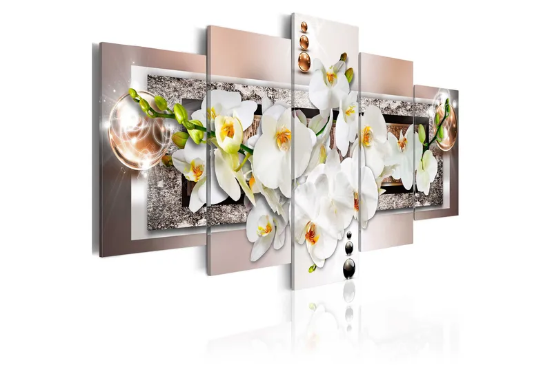 Bilde White Abstract Orchid 100x50, Artgeist sp. z o. o.