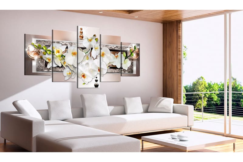 Bilde White Abstract Orchid 200x100 - Artgeist sp. z o. o. - Innredning - Bilder & kunst - Lerretsbilder