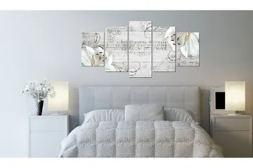 Bilde White Lilies On Wood 200x100 - Artgeist sp. z o. o. - Innredning - Bilder & kunst - Lerretsbilder