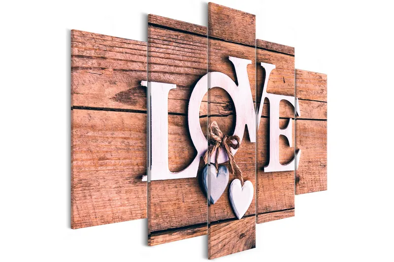 Bilde Wooden Letters 5-Parts Wide 100x50 - Artgeist sp. z o. o. - Innredning - Bilder & kunst - Lerretsbilder