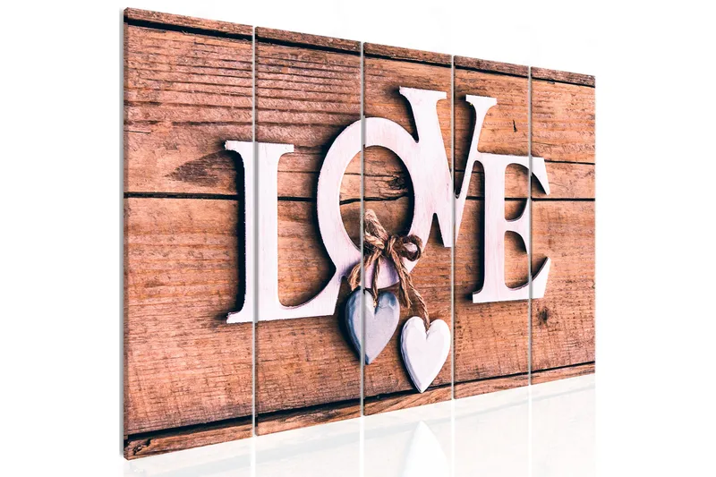 Bilde Wooden Letters 5 Parts Narrow 225x90 - Artgeist sp. z o. o. - Innredning - Bilder & kunst - Lerretsbilder