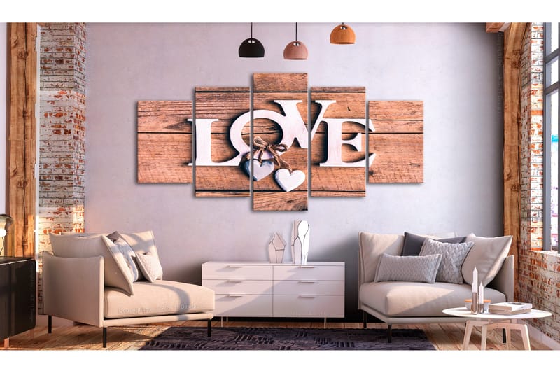 Bilde Wooden Letters 5-Parts Wide 100x50 - Artgeist sp. z o. o. - Innredning - Bilder & kunst - Lerretsbilder