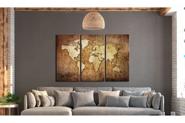 Bilde World Map Brown Texture 90x60 - Artgeist sp. z o. o. - Innredning - Bilder & kunst - Lerretsbilder
