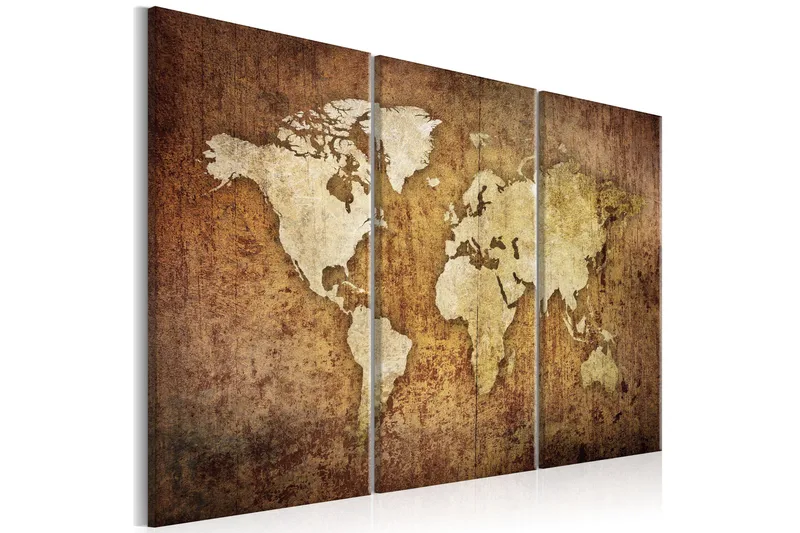 Bilde World Map Brown Texture 90x60, Artgeist sp. z o. o.