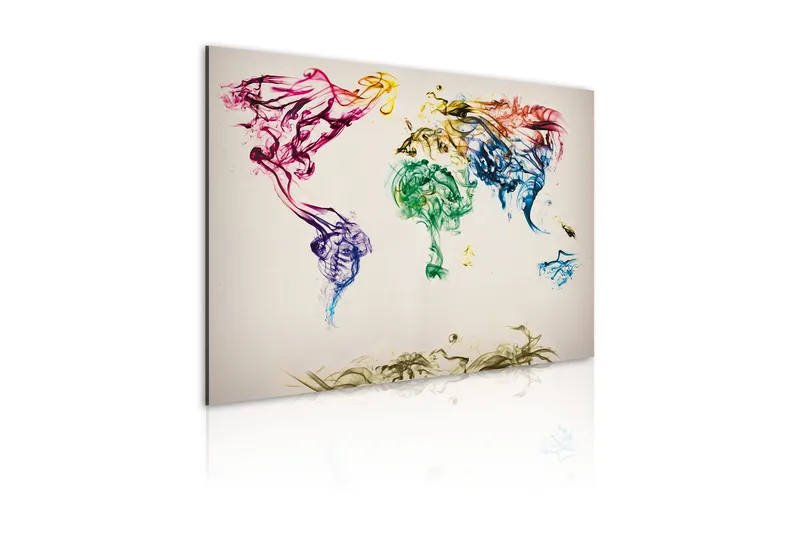 Bilde World map colored smoke track 120x80, Artgeist sp. z o. o.