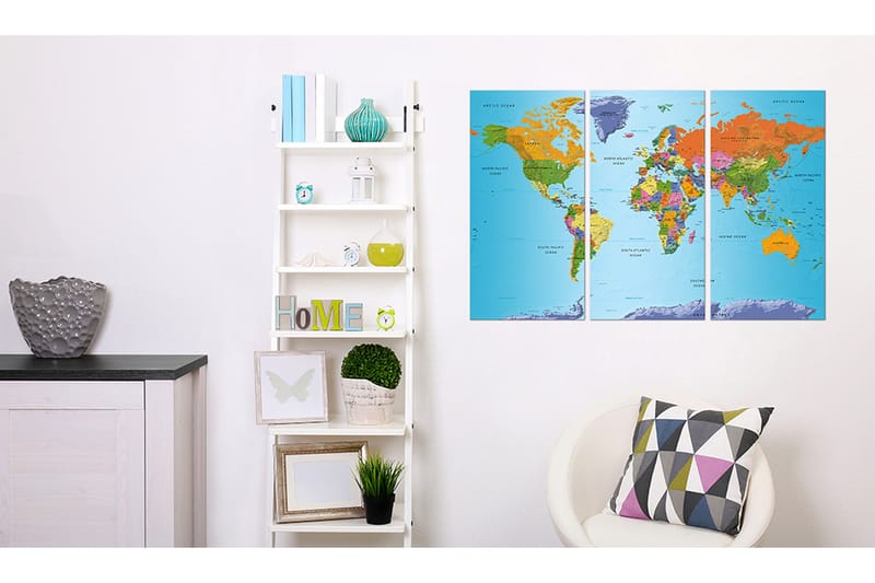 Bilde World Map Colourful Note 90x60 - Artgeist sp. z o. o. - Innredning - Bilder & kunst - Lerretsbilder